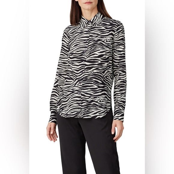 DEREK LAM 10 CROSBY Kosma Zebra Print Button Down Shirt - Crepe - EUC - Picture 5 of 15